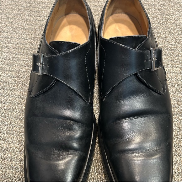 Bally Terni Monk Strap Black Leather Shoes Size 8.5 E Made In Italy - Picture 9 of 14